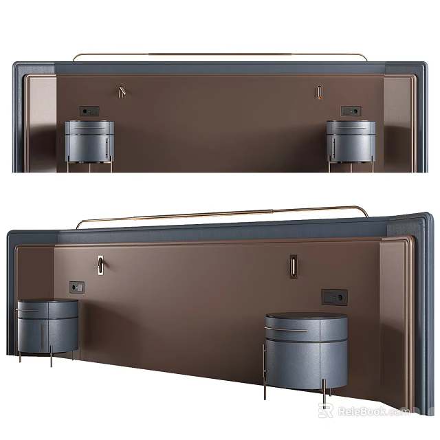 Modern Wall Mounted Storage System With Cylindrical Units Electrical Outlets And Metal Strip 3d model