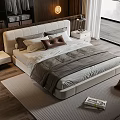 Modern Double Bed Bedroom With Upholstered Headboard Neutral Bedding Nightstands And Large Window