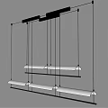 Modern Linear Chandelier Design With Black Frame And White LED Light Strips 3d model