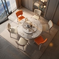 Simple Light Luxury Dining Table and Chair 3d model