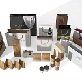 Decorative Ornament Set With Assorted Shopping Bags Gift Boxes And Packaging Designs