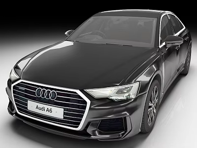 Black Audi A6 Sedan With Sleek Exterior Design And Modern Front Grille 3d model