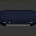 Portable Blue Bluetooth Speaker Featuring Mesh Front Panel Control Buttons And Blue LED Light Strip