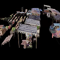 Vegetable stand fruit and vegetable stand combination vegetable market stall market life props low face number low model simple model game film and television level super realistic 3d model