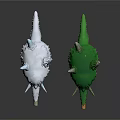 Green And White Fantasy Creature Figurines With Leafy Cover Horns And Long Trunks