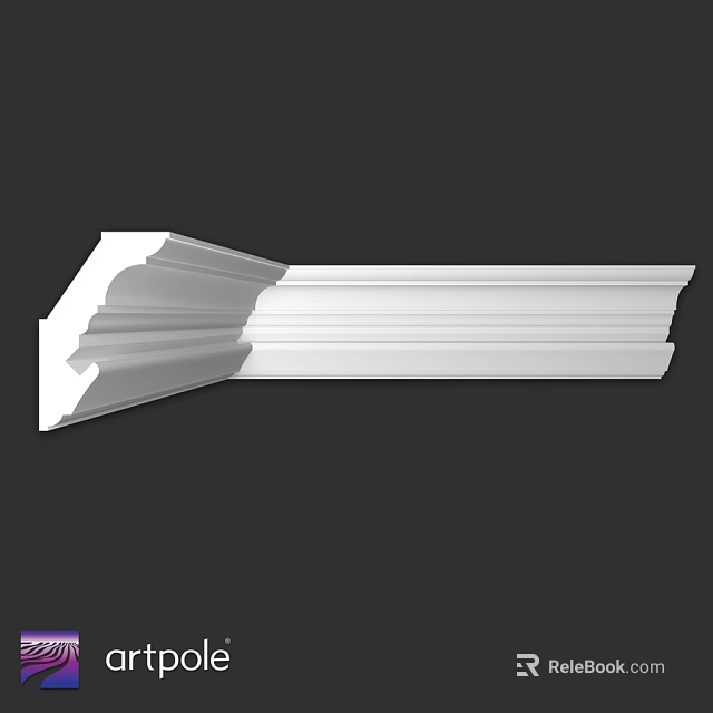 White Decorative Molding Component With Detailed Profile And Smooth Surface 3d model 