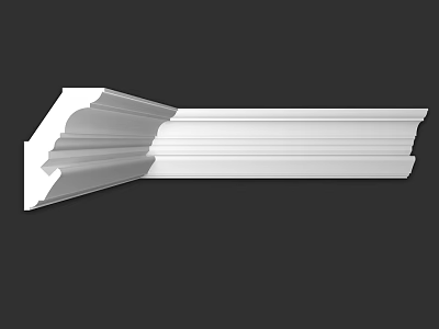 White Decorative Molding Component With Detailed Profile And Smooth Surface 3d model