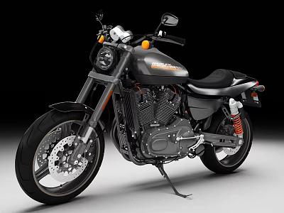 Black Sporty Motorcycle With Classic Design Engine Wheels Leather Seat And Handlebars 3d model
