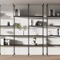 Sleek Modern Storage Shelving Unit With Multiple Tiers Books Decorative Items And Potted Plant