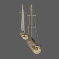 Two Sailboats With White Sails Blue Canopy And Cream Colored Hulls