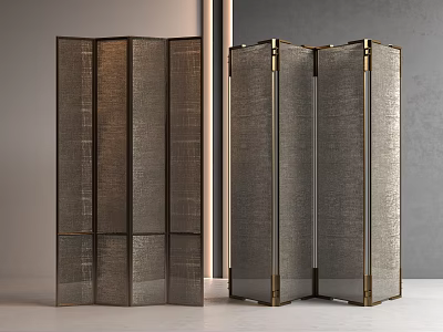 Modern Folding Room Divider With Metal Frame And Woven Panels For Home Decor 3d model