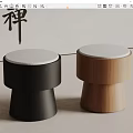 Zen Inspired Minimalist Stools Black And Wooden With Padded White Seats Modern Home Decor