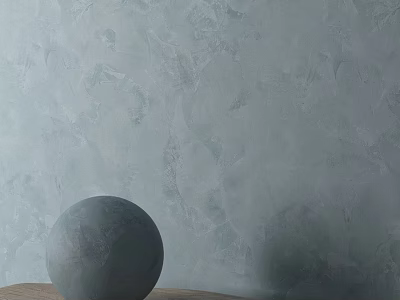 Gray Spherical Component Placed On Wooden Surface Against Textured Wall 3d model