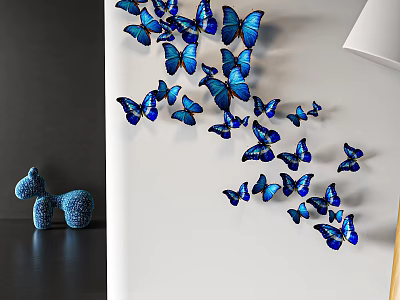 Blue Butterfly 3D Animal Wall Decor for Interior Home Decoration on White Wall 3d model