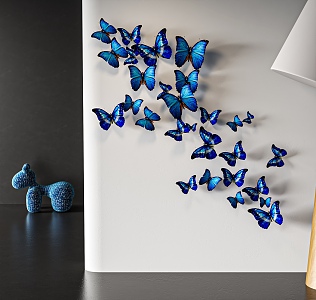 Butterfly wall decoration beautiful Chen butterfly wall decoration butterfly combination 3d model