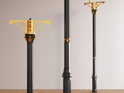 European-style metal pillar street lamp 3d model