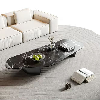 Marble Coffee Table Italian Coffee Table Rock Board Table Special-Shaped Coffee Table Book Ornaments 3d model