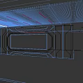Modern Tech Interior With Large Blue Data Visualization Screen And Geometric Decor