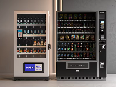 Commercial Vending Machines With Drinks Snacks And Modern Glass Front Design 3d model Commercial Vending Machines With Drinks Snacks And Modern Glass Front Design 3d model