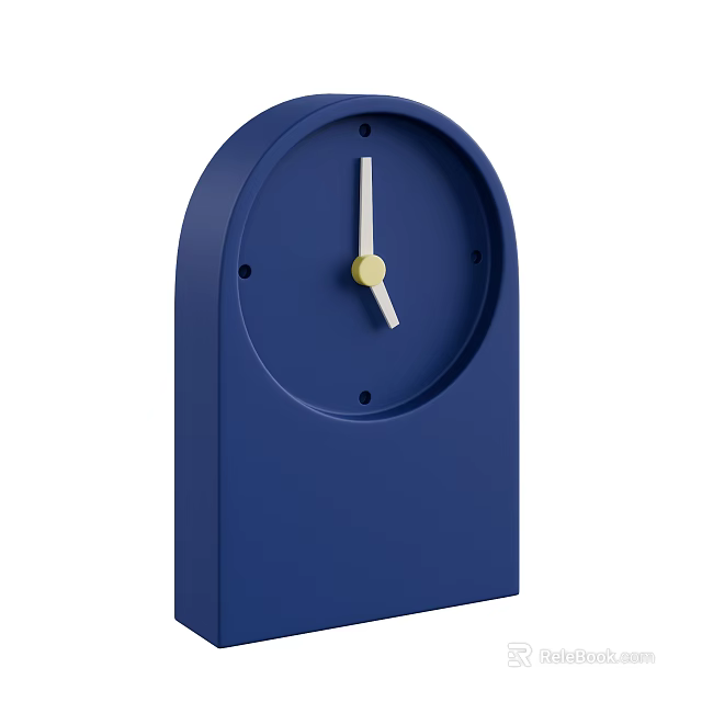Blue Modern Minimalist Clock With Simple Round Dial And Yellow Hands For Home Decor 3d model 