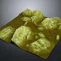 Rugged Green Yellow 3D Terrain Model With Textured Surface And Rolling Hills 3d model
