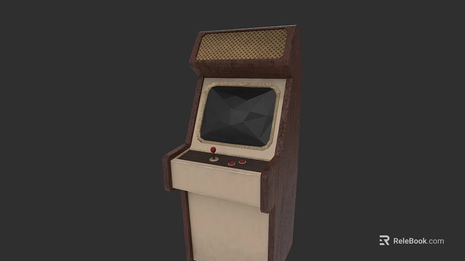 Retro Arcade Machine Classic Entertainment Appliance With Wooden Design And Screen 3d model 