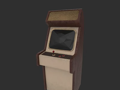 Retro Arcade Machine Classic Entertainment Appliance With Wooden Design And Screen 3d model