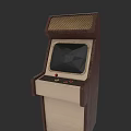 Retro Arcade Machine Classic Entertainment Appliance With Wooden Design And Screen