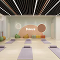 Spacious Fitness Studio With Yoga Mats Dance Sports Signs And Circular Decorations