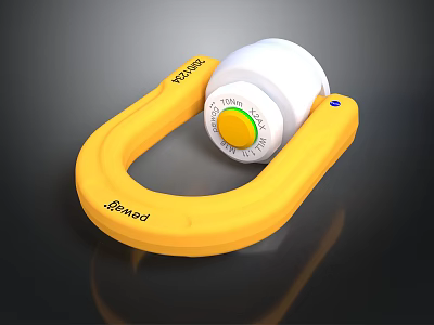 Yellow Beward U Shaped Equipment With White Circular Scale And Knob 3d model