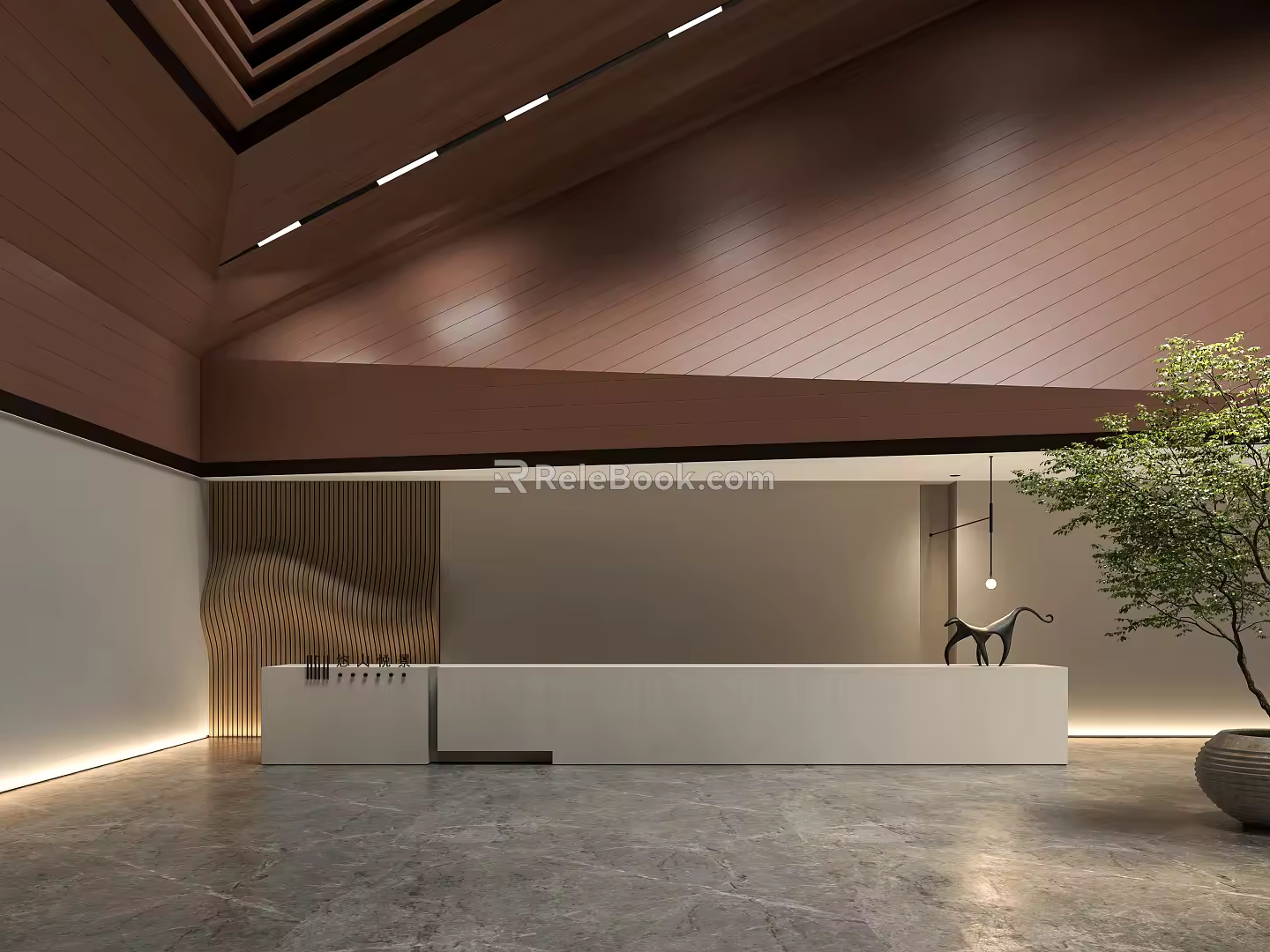 Modern Front Desk Sales Office Front Desk 3d model