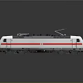 Modern Electric Train Model With White Red Stripes And Pantograph On Top 3d model