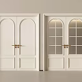 White Double Doors With Glass Panels And Metal Handles For Modern Interior Design