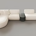 Leisure White Modern Sofa Set With Modular Design Comfortable Seating And Black Coffee Table 3d model