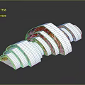 Modern Spiral Furniture Piece With White And Light Green Striped Curved Design