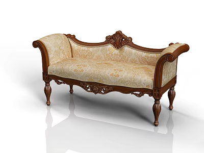Luxurious Multi Person Sofa With Classic Carved Wooden Frame Patterned Fabric And Curved Armrests 3d model