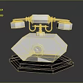 Vintage Metallic Telephone With Gold Silver Accents And Retro Elegant Design Base