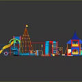 Colorful Children's Playground Equipment Featuring Slides Swings Climbing Frames And Playhouses