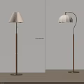 Modern Floor Lamps With Pleated And Curved Shades On Brown Stand Minimalist White Wall