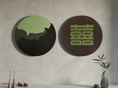 Modern Round Frame Painting Hanging Painting Decorative Painting 3d model