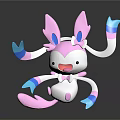 Cute Game Anime Character With Pink White Blue Long Ears And Colorful Tentacle Arms