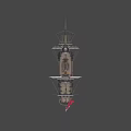 Antique Wooden Sailing Ship With Tall Masts Detailed Rigging And Red Flag