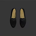 Navy Blue Loafers With Yellow Interior And Beige Sole For Formal Business Wear
