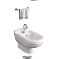 Modern Ceramic Toilet with Wall Mounted Towel Rack and Hanging Towel