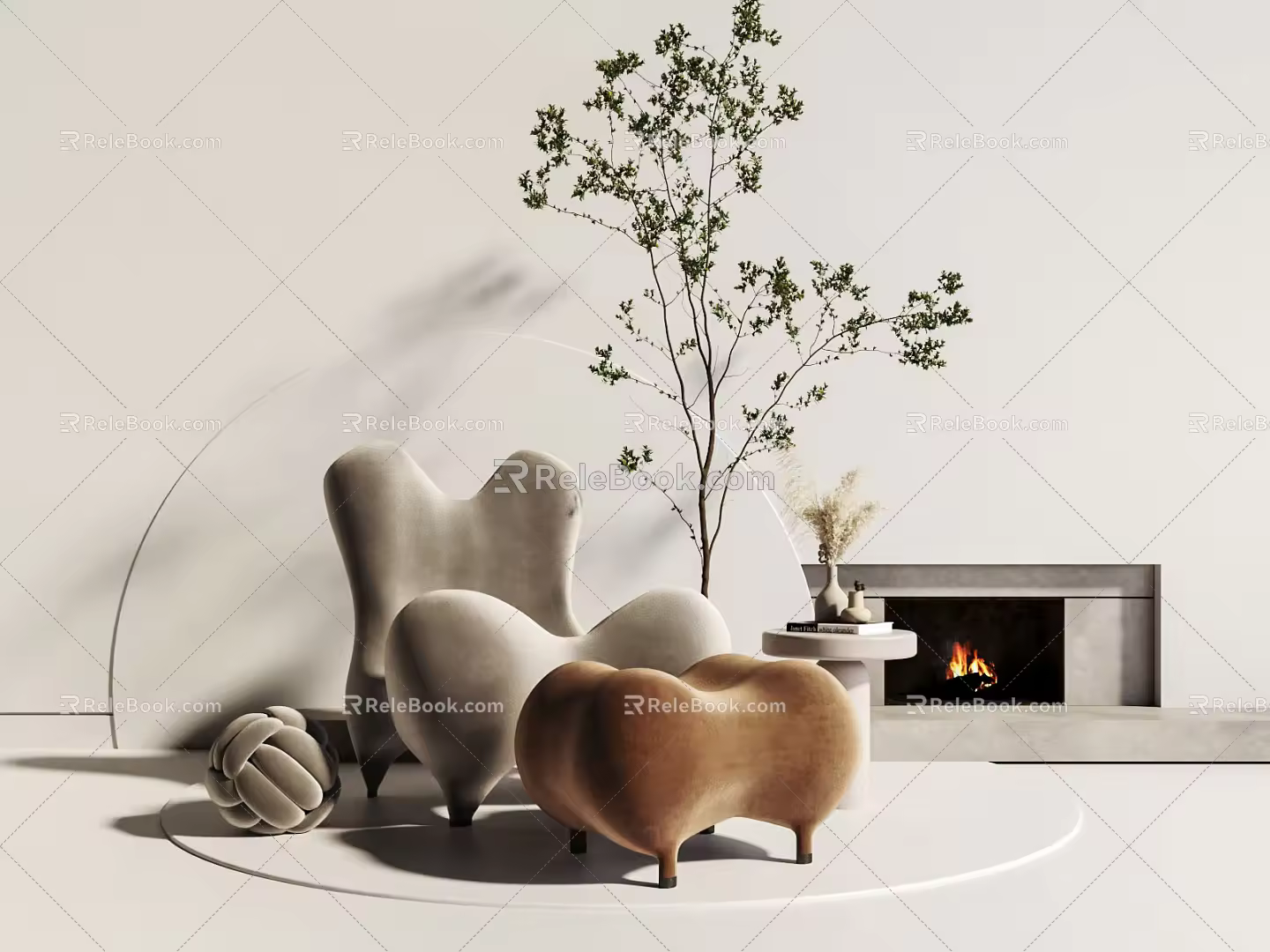 Modern Single Sofa Lazy Sofa 3d model