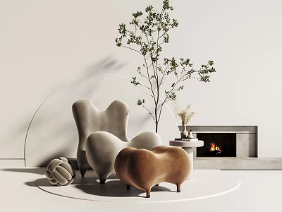Modern Single Sofa Lazy Sofa 3d model