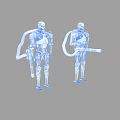 Two Silver Humanoid Skeletal Intelligent Machines With Weapons Standing Side by Side 3d model