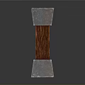 Decorative Column Featuring Riveted Metal Ends And Wooden Central Grain Texture