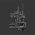 Industrial Equipment With Complex Piping System And Metal Structural Components Layout