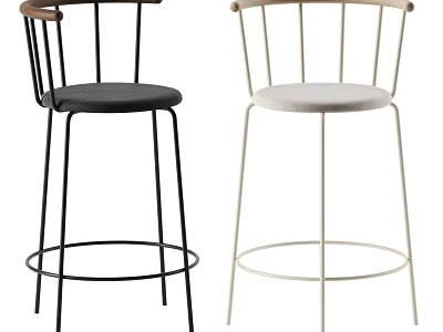 Two Modern Bar Stools With Different Colors Metal Legs And Round Base 3d model
